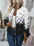 Women's Floral Zipper Regular Loose Jacket