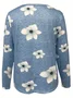 Casual Floral Notched Long Sleeve T-shirt