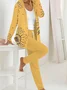 Women Floral Hoodie Long Sleeve Comfy Casual Coat With Pants Two-Piece Set