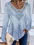 Long Sleeve Floral Lace Regular Loose Blouse For Women