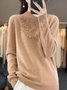 Women Wool/Knitting Plain Long Sleeve Comfy Casual Hot Drilling Sweater