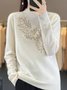 Women Wool/Knitting Plain Long Sleeve Comfy Casual Hot Drilling Sweater