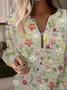 Casual Crew Neck Floral Sweatshirt Zipper