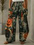 Casual Halloween Loose Cotton And Linen Long Pants