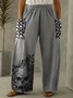 Casual Halloween Loose Cotton And Linen Long Pants