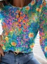 Casual Floral Crew Neck Long Sleeve T-shirt