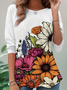 Casual Floral Crew Neck Long Sleeve T-shirt