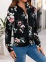 Women's Floral Zipper Thicken Loose Jacket