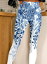 Casual Leaf Print Soft Long Leggings