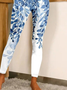 Casual Leaf Print Soft Long Leggings