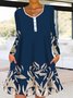 Women Abstract Crew Neck Long Sleeve Comfy Casual Lace Mini Dress