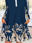 Women Abstract Crew Neck Long Sleeve Comfy Casual Lace Mini Dress