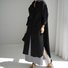 Women Plain Shawl Collar Long Sleeve Comfy Casual Lace Maxi Dress