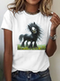 Casual Animal Crew Neck Short Sleeve T-shirt