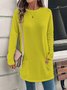 Crew Neck Long Sleeve Plain Regular Micro-Elasticity Loose Blouse For Women