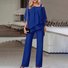 Women Plain Long Sleeve Comfy Casual Top With Pants Two-Piece Set