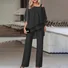 Women Plain Long Sleeve Comfy Casual Top With Pants Two-Piece Set