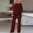 Women Plain Long Sleeve Comfy Casual Top With Pants Two-Piece Set