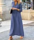 Women Plain Crew Neck Long Sleeve Comfy Casual Lace Maxi Dress