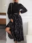 Women Geometric Long Sleeve Comfy Casual Lace Maxi Dress