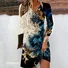 Women Floral Notched Long Sleeve Comfy Casual Lace Mini Dress