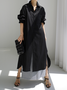 Women Plain Shawl Collar Long Sleeve Comfy Casual Lace Maxi Dress