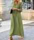 Women Plain Crew Neck Long Sleeve Comfy Casual Lace Maxi Dress