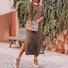 Women Leopard Crew Neck Long Sleeve Comfy Casual Midi Dress