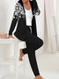 Women Geometric Hoodie Long Sleeve Comfy Casual Jacket and pants Two-Piece Set