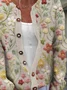 Women Floral Long Sleeve Comfy Casual Buttoned Cardigan