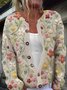 Women Floral Long Sleeve Comfy Casual Buttoned Cardigan