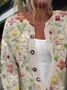 Women Floral Long Sleeve Comfy Casual Buttoned Cardigan