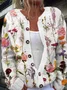Women Knitted Plants Long Sleeve Comfy Casual Cardigan