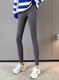 Women Plain Casual Spring/Fall Fleece Ankle Pants Leggings