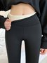Women Plain Casual Spring/Fall Fleece Ankle Pants Leggings