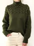 Women Yarn/Wool Yarn Plain Three Quarter Sleeve Comfy Casual Sweater