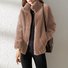 Women Fashion Coat Fleece Faux Splicing Outerwear Zipper Jackets