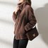 Women Fashion Coat Fleece Faux Splicing Outerwear Zipper Jackets