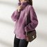 Women Fashion Coat Fleece Faux Splicing Outerwear Zipper Jackets