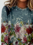 Casual Floral Crew Neck Long Sleeve T-shirt