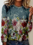 Casual Floral Crew Neck Long Sleeve T-shirt