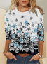 Casual Floral Crew Neck Long Sleeve T-shirt