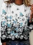 Casual Floral Crew Neck Long Sleeve T-shirt