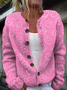 Women Knitted Floral Long Sleeve Comfy Casual Cardigan