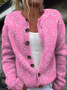 Women Knitted Floral Long Sleeve Comfy Casual Cardigan