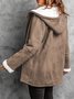 Women's Plain Zip Up Hoodie Buttoned Fleece Loose Jacket