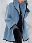 Women's Color Block Pocket Stitching Regular Loose Coat