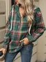 Casual Hoodie Plaid Hoodie Buckle