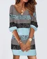 Women Striped Spring/Fall Dress V Neck Long Sleeve T-Shirt Dress H-Line Dress