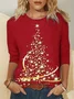 Casual Christmas Crew Neck Long Sleeve T-shirt